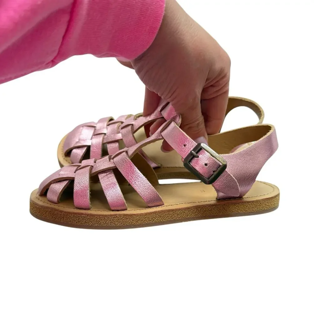 TinyCottons Pink Metallic Braided Sandals Size 30(12c)